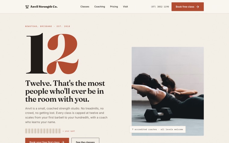 A warm editorial design for Anvil Strength